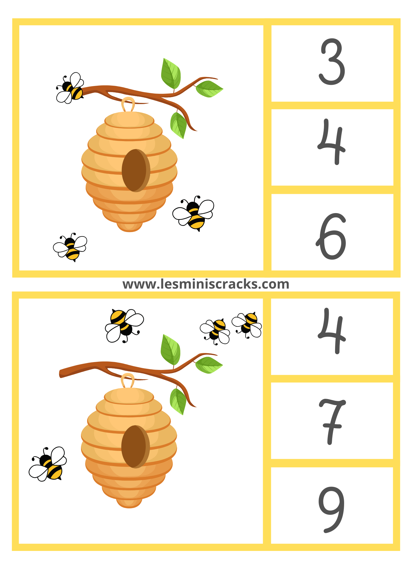 Cartes à pinces sur le thème des abeilles