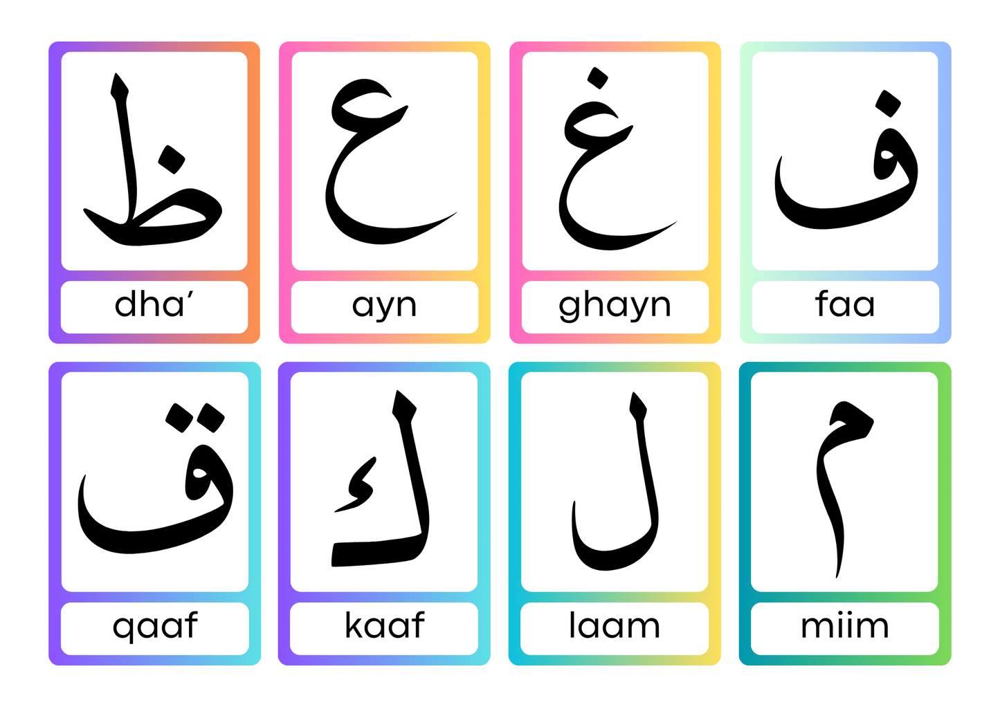 cartes alphabet arabe
