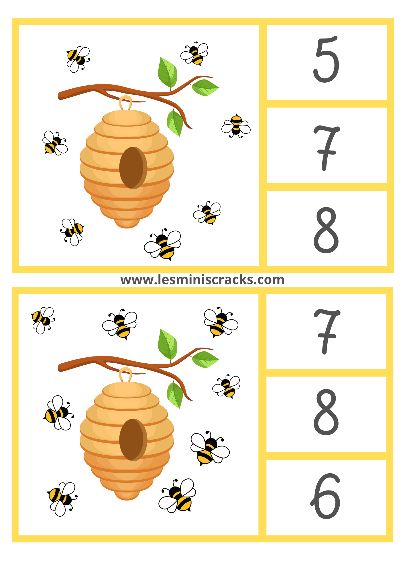 Cartes à pinces sur le thème des abeilles