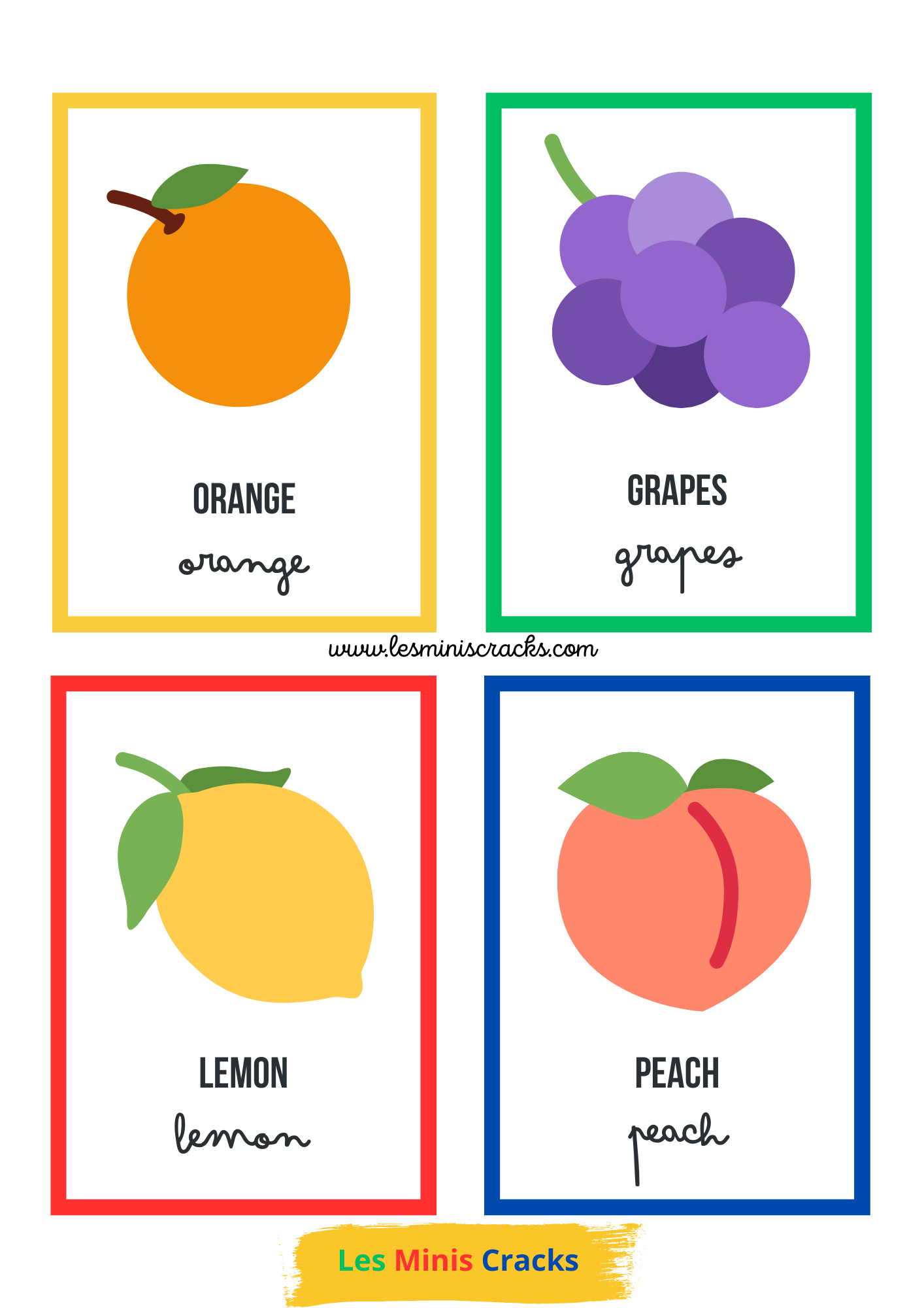 Cartes de nomenclature des fruits en anglais
