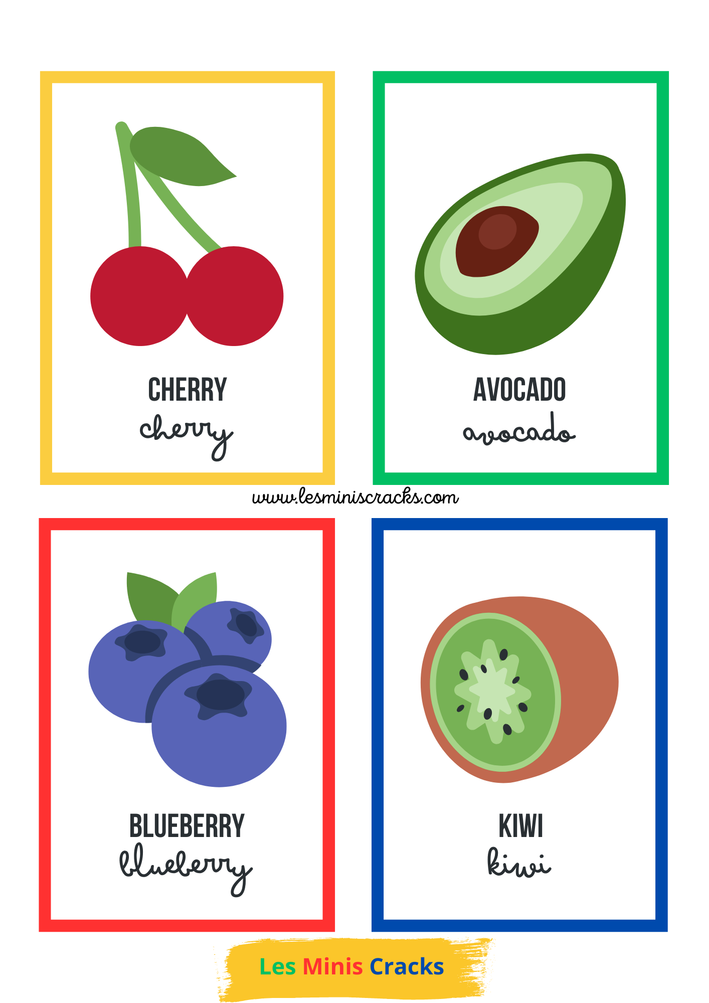Cartes de nomenclature des fruits en anglais