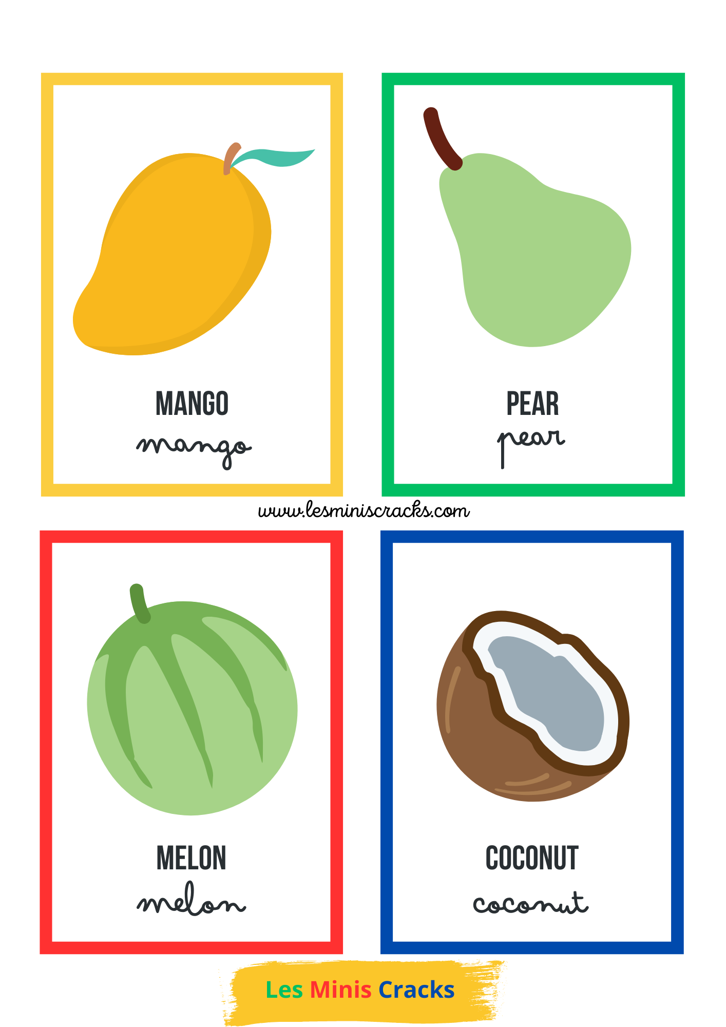 Cartes de nomenclature des fruits en anglais