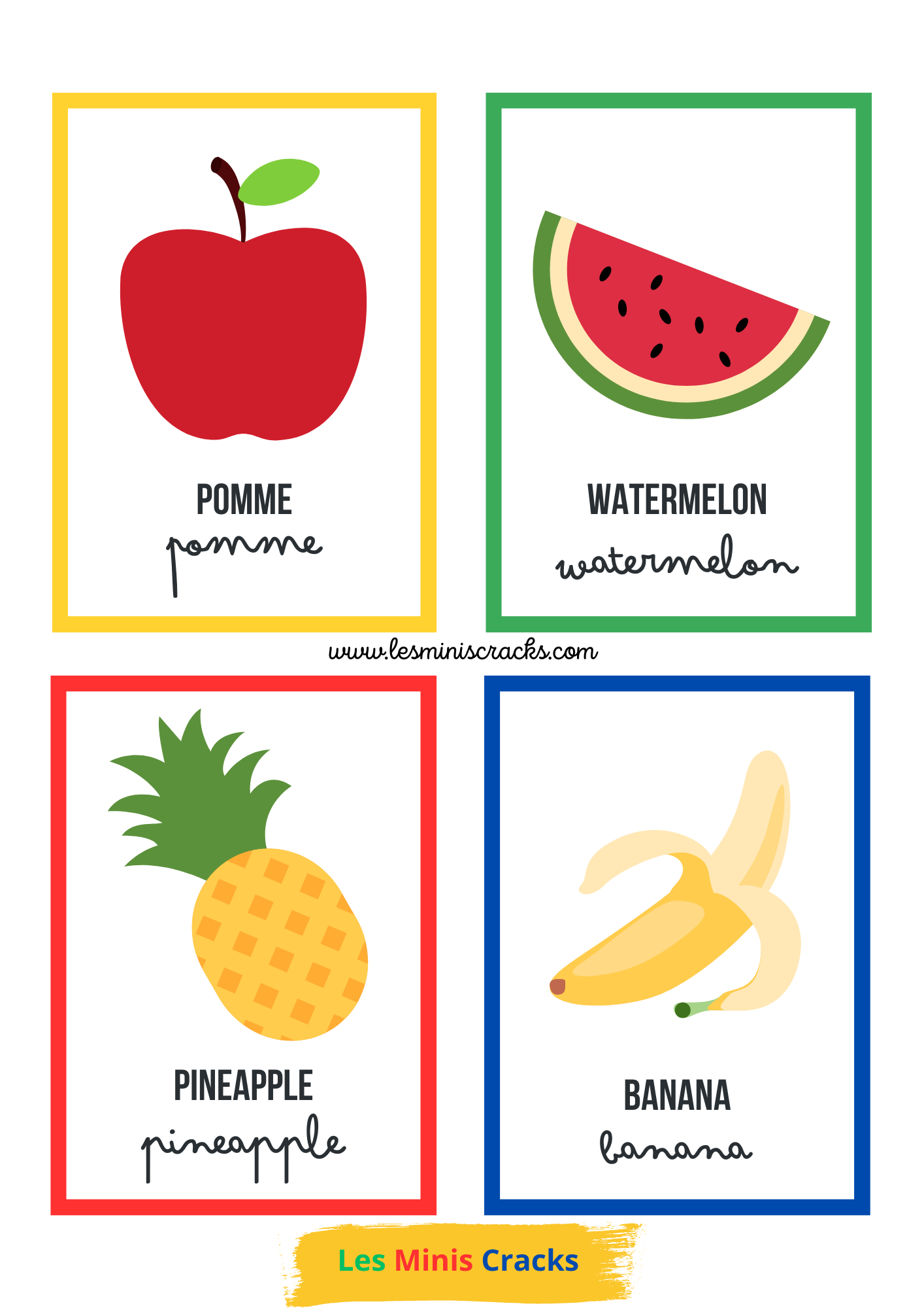 Cartes de nomenclature des fruits en anglais