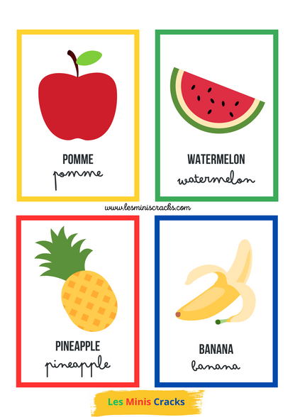 Cartes de nomenclature des fruits en anglais